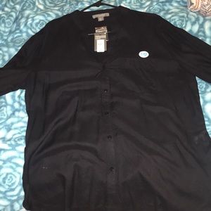 Black long sleeve button up top